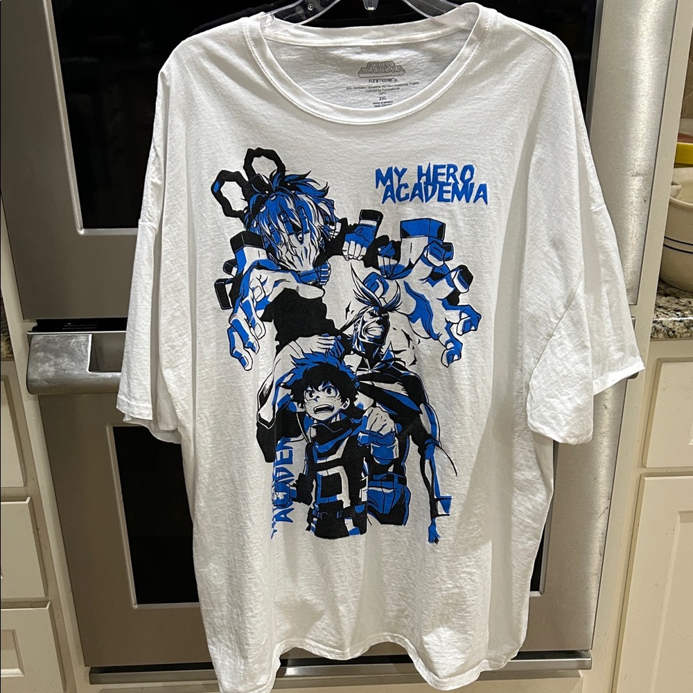 My Hero Academia White and Blue Graphic Tee Unisex 2XL